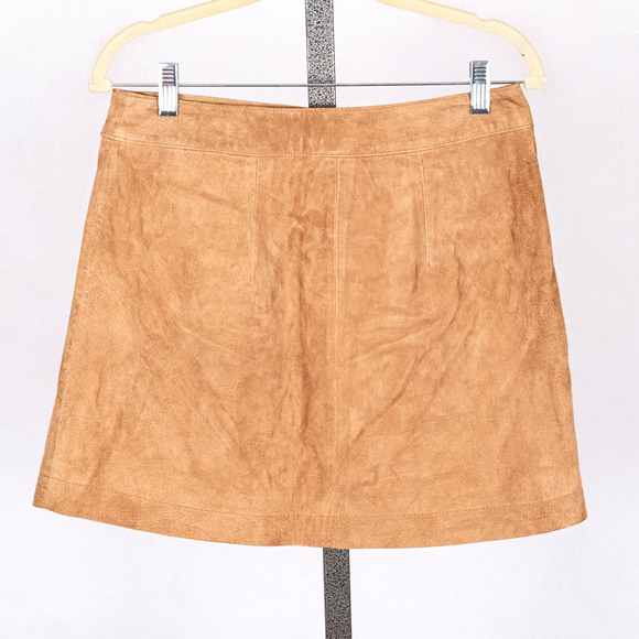 BlankNYC Tan Suede Mini Skirt Size 27 Wrap Style Snap Closure Leather Classic - Picture 6 of 7